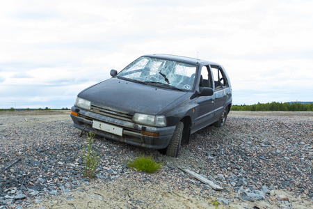 Lulea, Sweden - June 18, 2014. Accident car crash.のeditorial素材