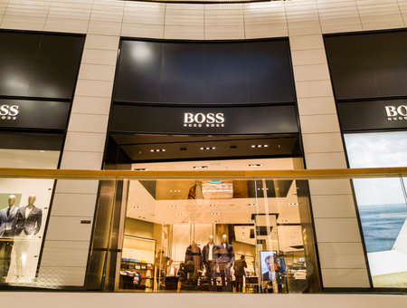 Stockholm, Sweden - may 05, 2018: Mall of Scandinavia - BOSS Hugo Boss  EDITORIAL