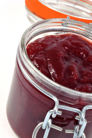 Jar of strawberry jamの写真素材