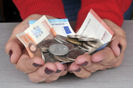 Money full of hands
