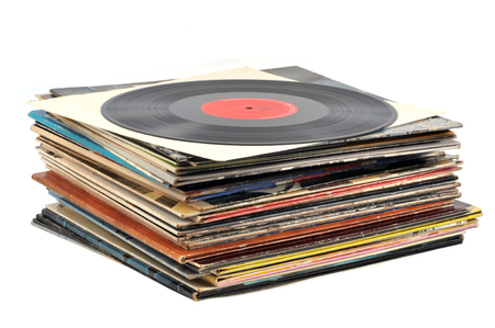 Stack of vinyl recordsの写真素材