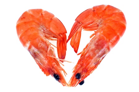 Shrimp in the shape of a heartの写真素材
