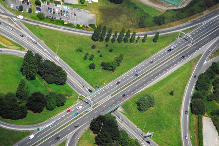 Aerial view of a four lanes