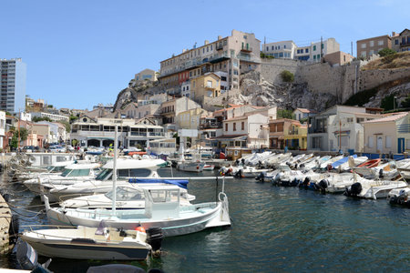 Port of the Auffes valley in Marseilleのeditorial素材