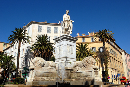 Statue of the four lions and the 1st consul in Ajaccioのeditorial素材
