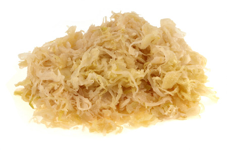 Sauerkraut in bulk on white backgroundの写真素材