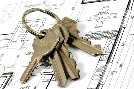 Bunch of keys on a planeの写真素材