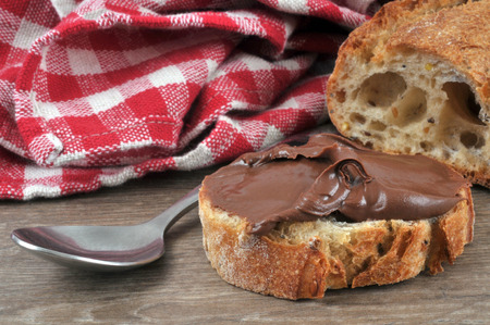 Bread and chocolate spreadの写真素材