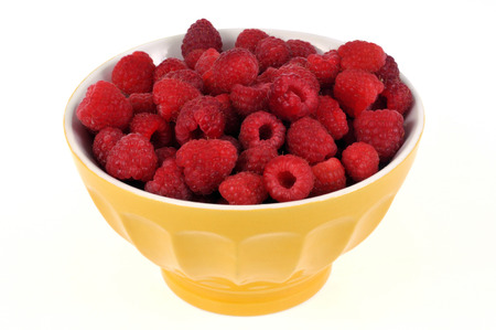 Bowl of raspberriesの写真素材