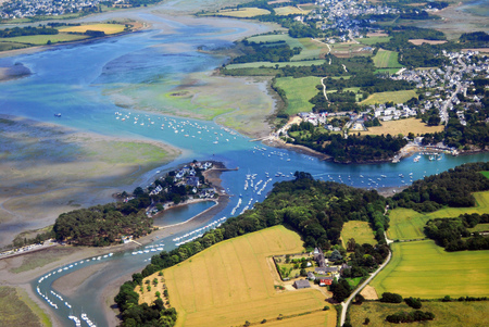 Aerial view of Conleau in Morbihanの写真素材