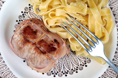 Veal Paupiette and Tagliatelleの写真素材