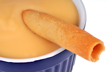 Vanilla cream with a waferの写真素材