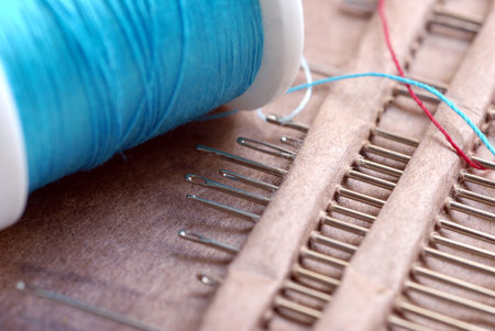 Spool of thread and sewing needles