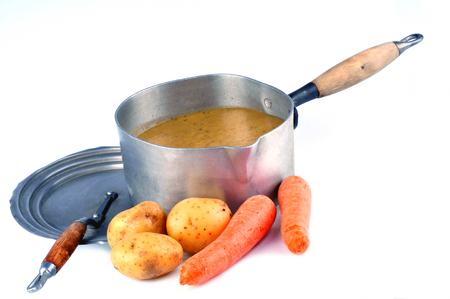 Potato and carrot soup casseroleの写真素材