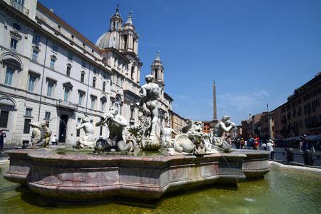 Fountain of the four rivers piazza Navona in Romeのeditorial素材
