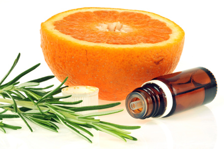 Essential oil of orange and rosemaryの写真素材