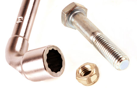 Pipe wrench, nut and bolt
