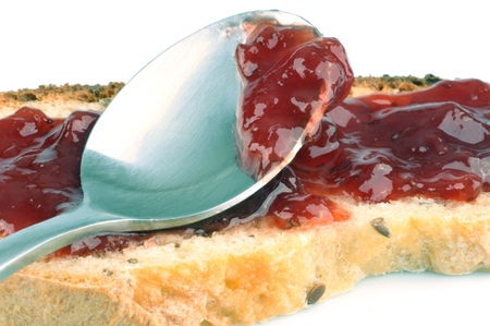 Tartine and strawberry jamの写真素材