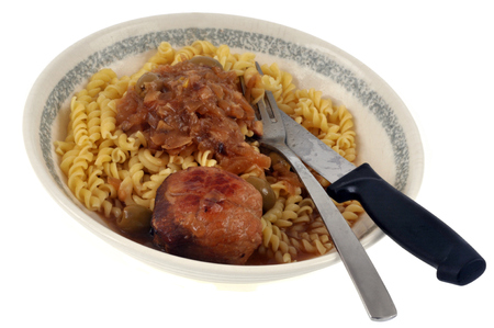 Italian meal on a white backgroundの写真素材