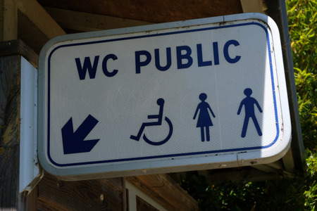 Sign indicating WC publicの写真素材