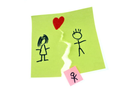 Childcare concept with a torn couple drawing