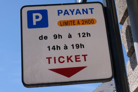 Paying parking sign in Franceの写真素材