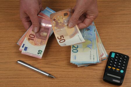 Close up of euro banknotesの写真素材