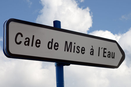 Sign indicating the direction of a slipway