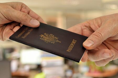 Present your European passport in close-upの写真素材