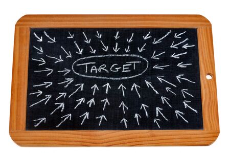 Target written on a school slate surrounded by arrowsの写真素材