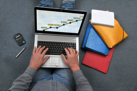 Telecommuting concept with someone working on a laptop