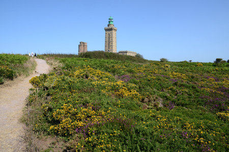 Old and new lighthouse at Cap Frehel in the Cotes d'Armor in Brittany