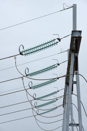 High voltage lines close up