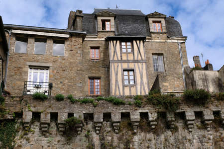 Half-timbered house behind the ramparts of Vannes in Brittanyの写真素材