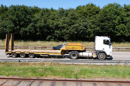 Semi-trailer driving on an expresswayのeditorial素材