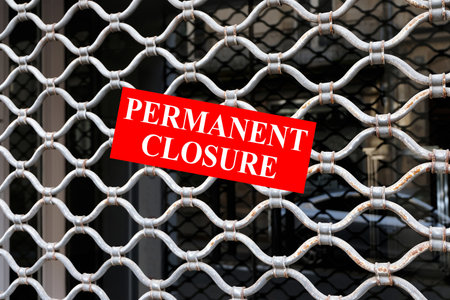 Panel on which is written in permanent closure