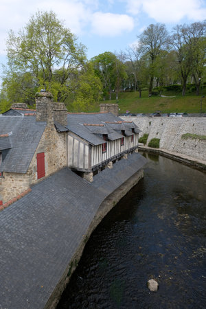 The wash house on the banks of the La Marle river in Vannes in Brittanyの写真素材