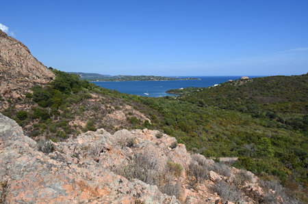 Panorama of the road to Piccovaggia in Corsica