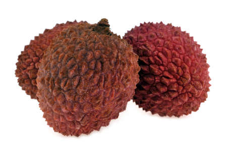 Lychees close-up on a white backgroundの写真素材