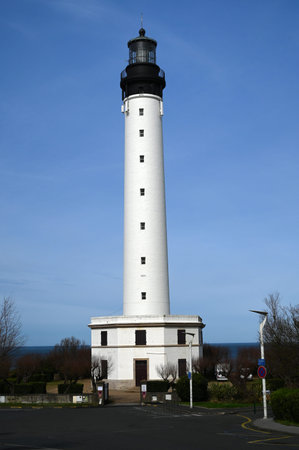 Biarritz lighthouse overlooking Cap Hainsartのeditorial素材