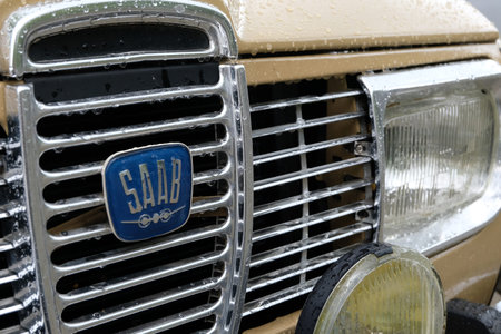 Grille of a SAAB 96 close up