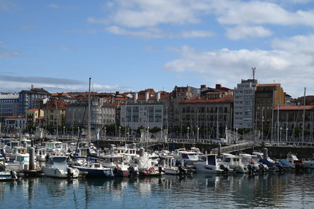 Marina of the city of Gijon in Spainのeditorial素材