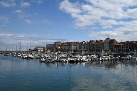 Marina of the city of Gijon in Spainのeditorial素材