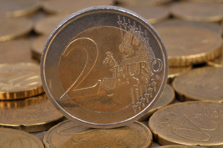 Euro coins money (EUR), currency of European Union, European Union