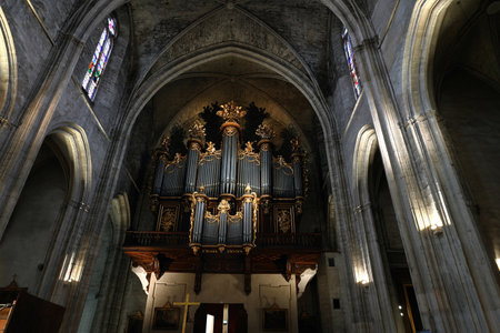Organ of the Saint-Pierre Cathedral in Montpellierの写真素材