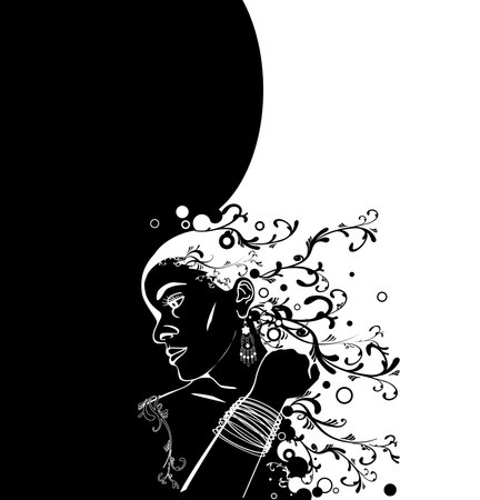 Silhouette of a beautiful woman in profile. Vector illustration.の写真素材