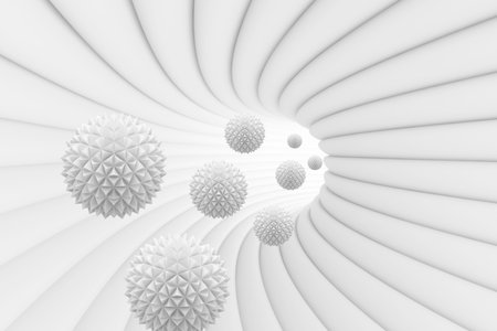 Abstract white background with 3d spheres in the center. 3d renderingの写真素材