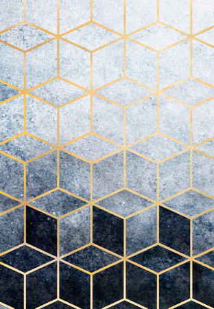 Geometric background with golden hexagon pattern. Luxury design.の写真素材