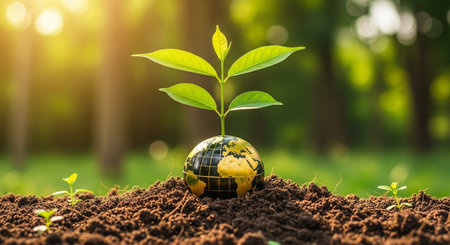 This image symbolizes a company's commitment to global sustainability, fostering growth, and embracing environmentally conscious business strategies for long-term prosperity.の素材