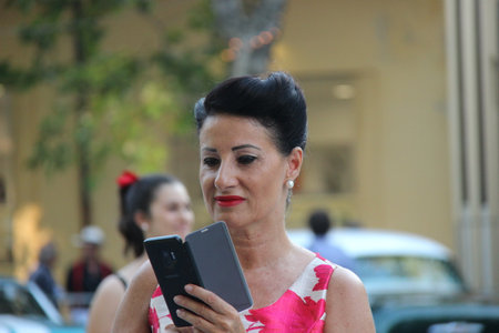 Senigallia, Italy 12 August 2019 is an international music festival focused on the US music and culture of the fifties. In the photo: people dressed up in the 50s style Summer Jamboreeのeditorial素材